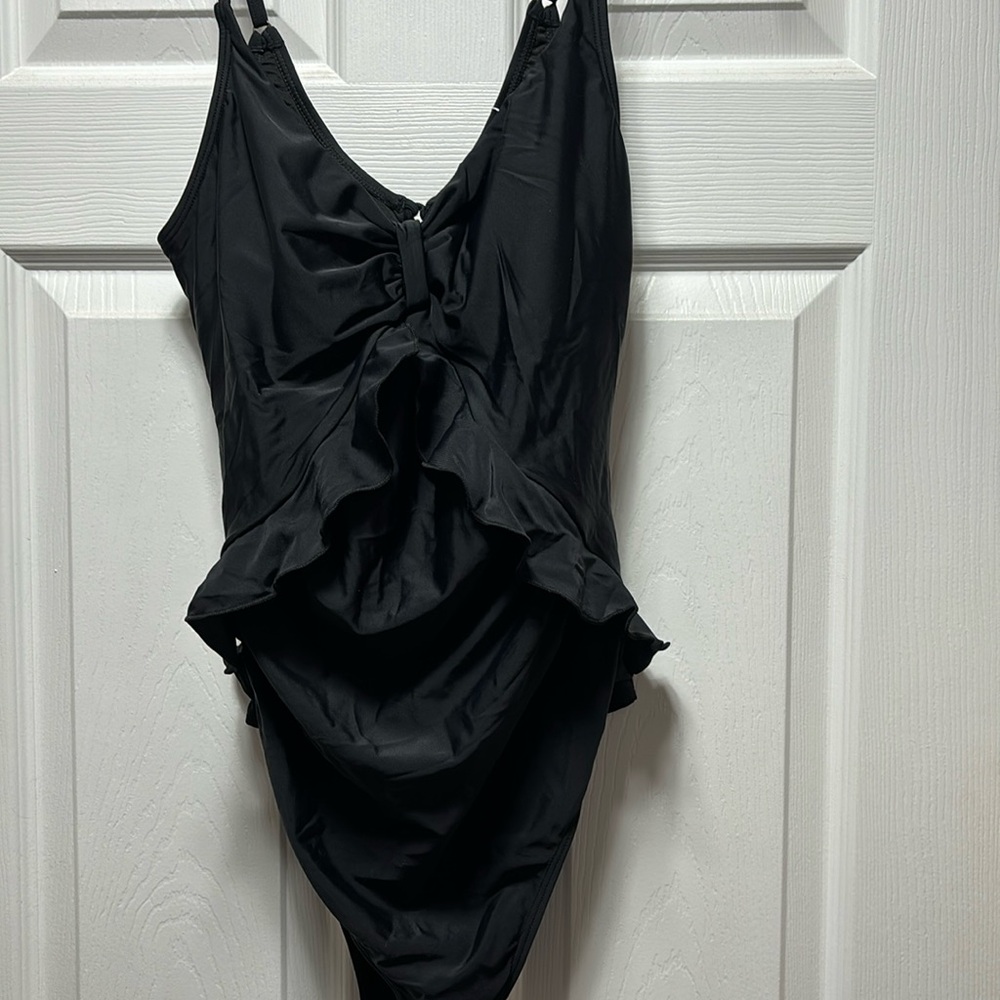 Summer Mae Maternity Swimsuit Ruffle Cutout Pregnancy Bathing Lace Up  X large
